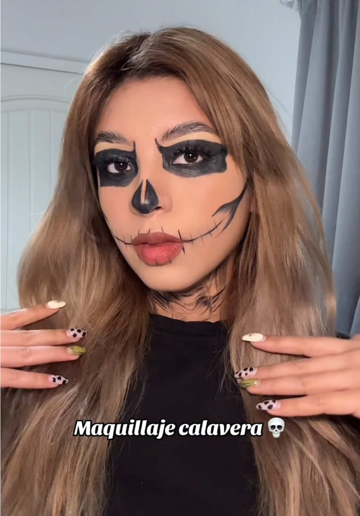 Maquillaje de calavera 💀 #calavera #makeup #maquillaje #halloween 