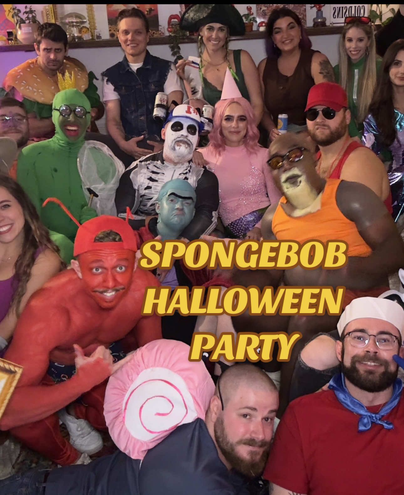 Just 32 friends committing to the bit 💅🏼 #halloweencostume #bikinibottom #spongebobsquarepants 