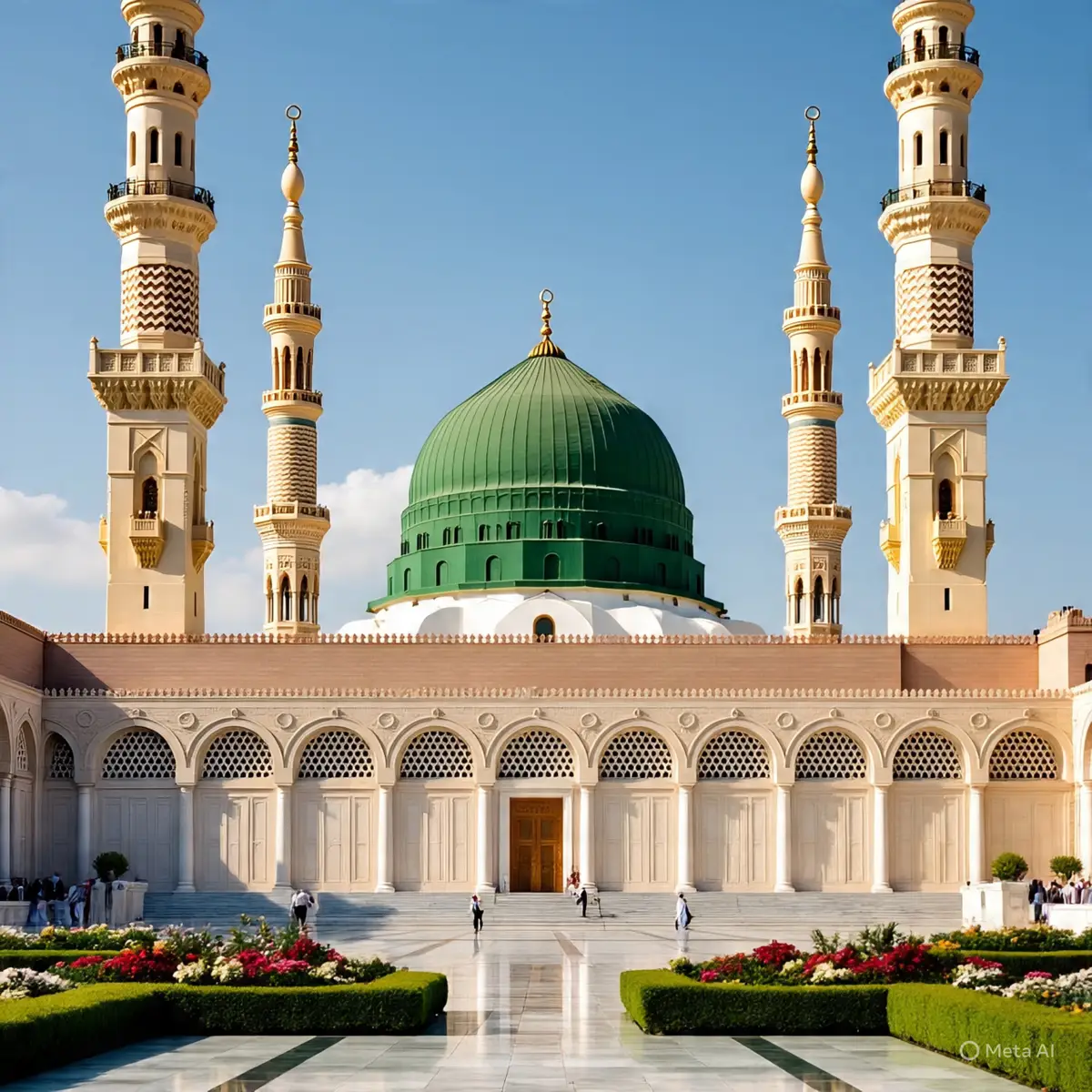 madinah munawra Madinah, the City of the Prophet, shines bright A beacon of faith, where Islam's history takes flight The Masjid an-Nabawi, a mosque of grandeur and might Where the Prophet Muhammad's tomb is a sacred sight The city's streets are lined with date palms, green and tall A tranquil oasis, where faith and peace enthrall Madinah's rich history and heritage are palpable and real Madinah's rich history and heritage are palpable and real A place where Muslims from all over the world come to feel The city's warm hospitality and welcoming smile Make it a place of pilgrimage, worth traveling a long while #plztiktokteamdontuderiewmyvideos  #foryoupage 