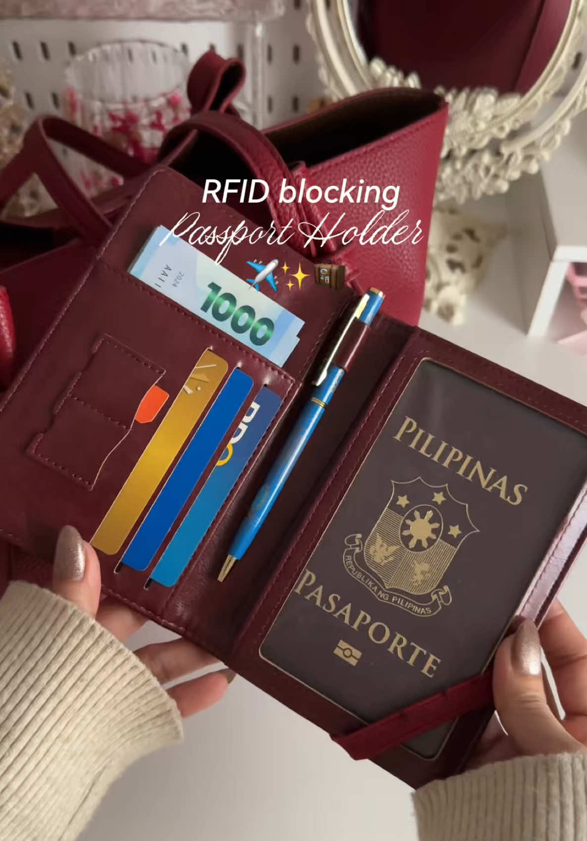 Replying to @Just Adorable 💝 Classy looking RFID blocking passport holder ✨✈️ #passportholder #leatherpassportholder #passportcover #leathercardorganizer #passportcase