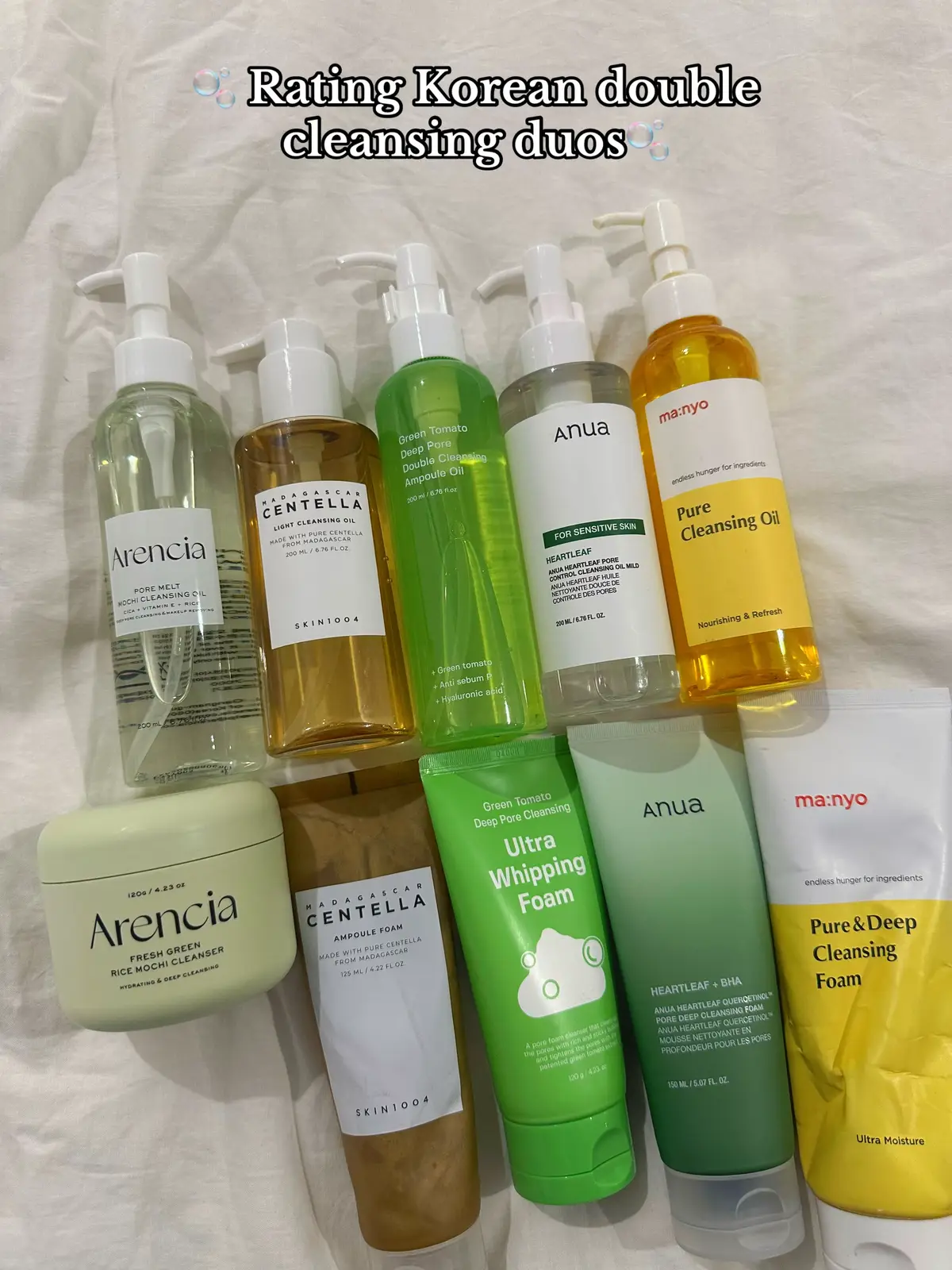 Rating Korean double cleansing duos that I’ve tried and my thoughts about them 💚  What’s your favourite one?  #doublecleansing #kbeauty #koreanskincare #skincare #foryou @Arencia @SUNGBOON EDITOR @SKIN1004 US @Stylevana @YesStyle 