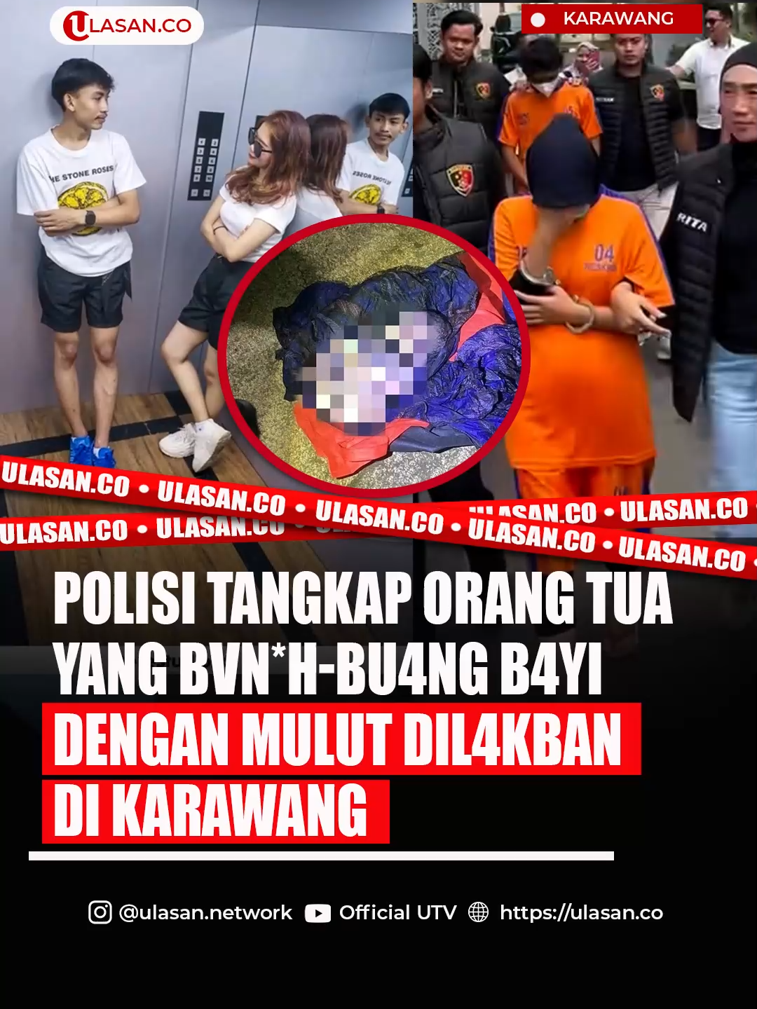 Kasus penemuan m4y4t b4yi dengan kondisi mulut dil4kban di Kampung Kalen Kupu, Desa Bojongsari, Kecamatan Tirtamulya, Karawang pada Sabtu (25/10) dibongkar polisi. Kapolres Karawang, AKBP Fiki Andriansyah, menjelaskan terdapat dua pelaku dalam kasus ini. Keduanya ditangkap sehari setelah penemuan b4yi itu mencuat. Kedua pelaku merupakan orang tua biologis dari bayi tersebut. 