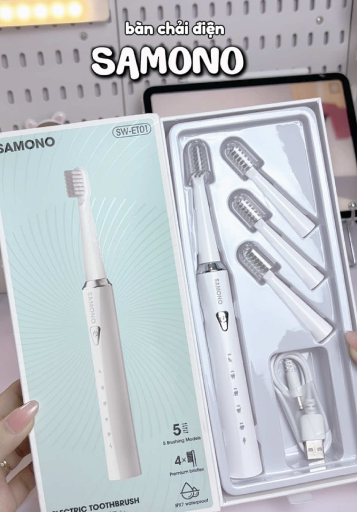 Một em bàn chải điện zá hạt dẻ dùng êm nha🩵 #banchaidien #samono #banchaidanhrang #xuhuong #fyp 