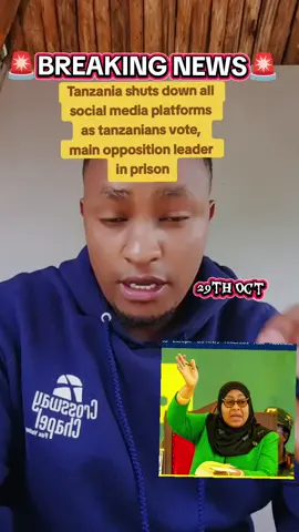 Breaking news Tanzania shuts down all  social media platforms  as tanzanians vote,  main opposition leader  in prison #tanzania #samiasuluhu #tanzaniaelections2025 #tundulissu #usa🇺🇸 