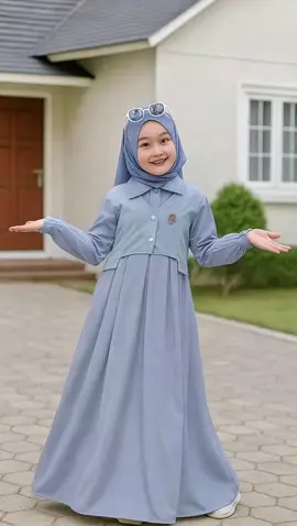 Gamis anak bahan rayon twill mix knit #gamisanak #gamislebaran #fashionmuslimah #gamiskekinian #gamismodern 