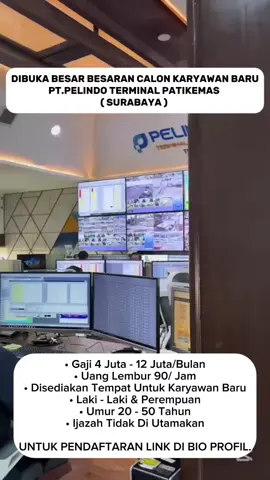DIBUKA BESAR BESARAN CALON KARYAWAN BARU PT.PELINDO TERMINAL PATIKEMAS ( SURABAYA )  • Gaji 4 Juta - 12 Juta/Bulan • Uang Lembur 90/ Jam • Disediakan Tempat Untuk Karyawan Baru • Laki - Laki & Perempuan • Umur 20 - 50 Tahun • Ijazah Tidak Di Utamakan UNTUK PENDAFTARAN LINK DI BIO PROFIL. #infoloker #terminalpetikemas #surabaya #masukberanda #fyp 