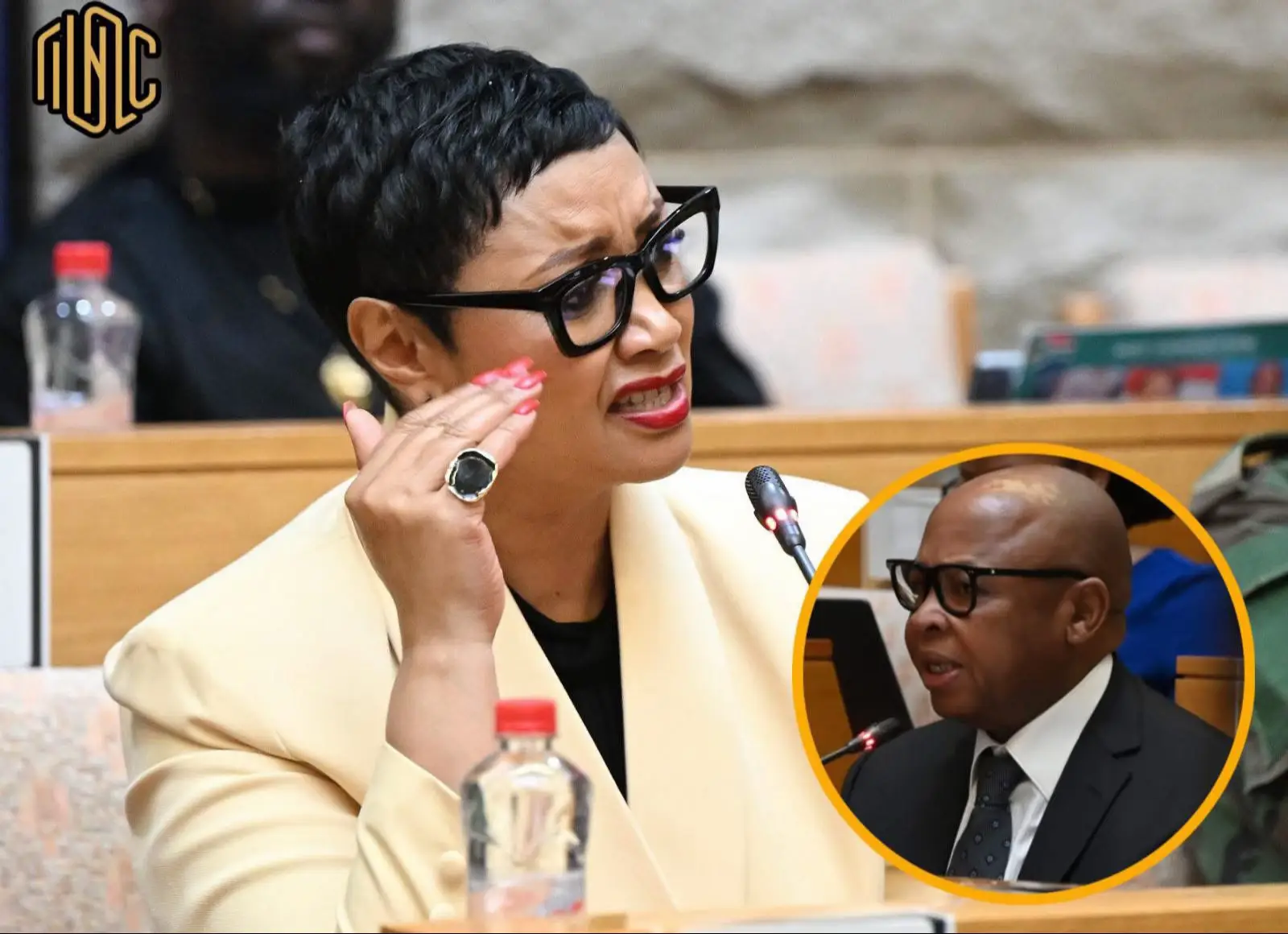 U-Hon Dereleen James (we-Action SA) uthi yena akasiboni ngampela isidingo sokubiza o-Deputy Minister kwi-Ad Hoc Committee ❌ Uthi kumele kubizwe o-fish abakhulu kuphela kwezenkohlakalo not o-fish(nyana) nje abancane abanganasigqi 🎣  Uthi lento yokubiza oMathale nje empeleni ukumosha isikhathi nokwehlisa isithunzi sekomidi 🥱 📰: X (DereleenJ)