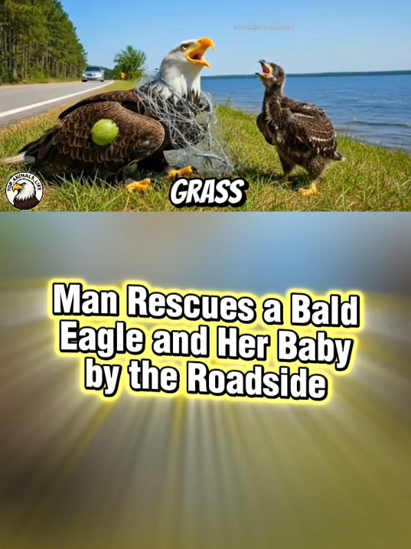 Man Rescues a Bald Eagle and Her Baby by the Roadside #rescuebird #animalrescue #rescueanimals #rescue #animalrescuer 