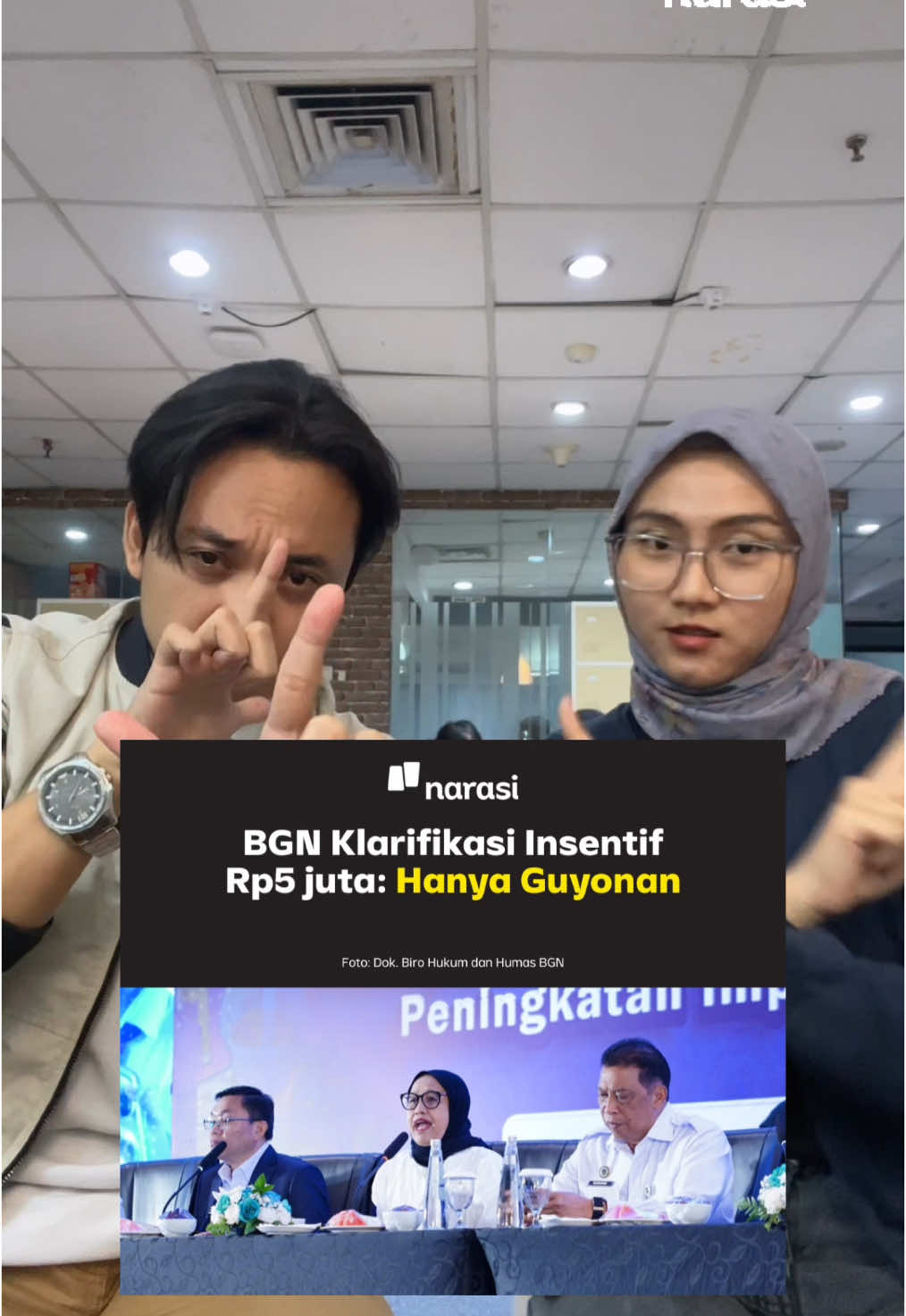 Awalnya tuh, Wakil Kepala BGN Nanik Sudaryati bilang bakal kasih insentif 5 juta buat pelaksana daerah yang berhasil bikin konten soal MBG yang positif dan viral 💰 Tapi setelah ini jadi berita dan ramai, pihak BGN klarifikasi, kalau itu “hanya candaan” aja.  