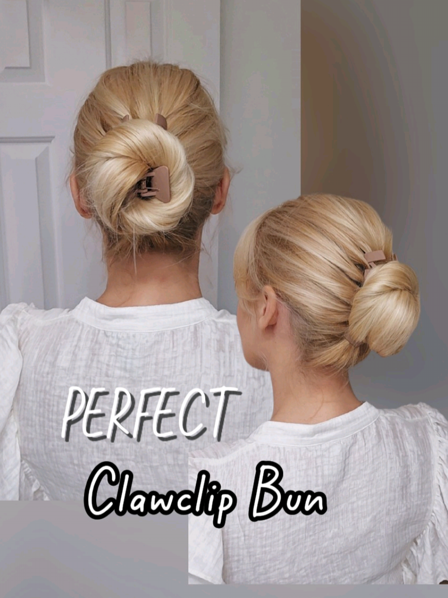 Easy messy bun with clawclip 💖💥 . . #updo #hairstyles  #messybun #hairtutorial  #fashiontutorial 