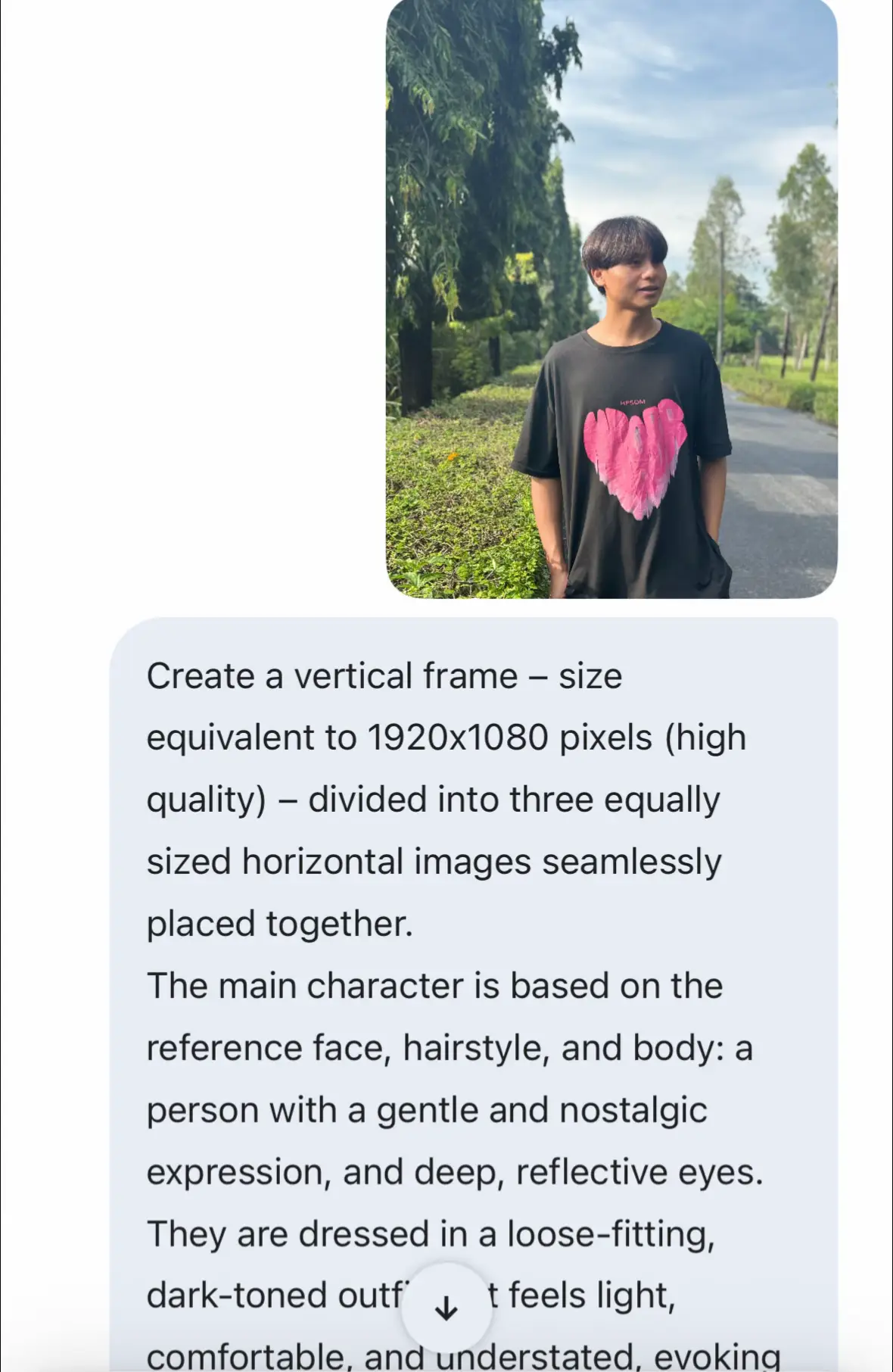 Create a vertical frame – size equivalent to 1920x1080 pixels (high quality) – divided into three equally sized horizontal images seamlessly placed together. The main character is based on the reference face, hairstyle, and body: a person with a gentle and nostalgic expression, and deep, reflective eyes. They are dressed in a loose-fitting, dark-toned outfit that feels light, comfortable, and understated, evoking a sense of calm and quiet melancholy. The overall scene is set at night during a sky lantern festival, illuminated by the warm glow of golden and amber-orange tones that create a dreamy and ethereal atmosphere. Against the dark night sky, millions of glowing lanterns drift upward, lighting the air with soft, flickering light. The character's shimmering eyes capture a mix of hope, longing, and sorrow, as they release their lantern—a symbolic act of letting go of dreams, memories, and silent wishes. Image 1 (wide shot) A low-angle shot taken from the ground, looking upward into the night sky filled with millions of glowing sky lanterns floating into the darkness. The image focuses purely on the grandeur and beauty of the moment—no character is visible—allowing the viewer to be immersed in the vast, glowing expanse of lights symbolizing countless dreams rising into the night. Image 2 (close-up portrait) A 3/4 angled close-up capturing the character's face from chin to forehead, focusing entirely on the eyes. The character gently holds their lantern, filled with emotion as they prepare to release it. The only source of light comes from the lantern itself, casting a warm, golden glow across the face, making the eyes sparkle softly and enhancing the facial contours with delicate contrast. The overall tone conveys a sense of quiet sadness, introspection, and emotional depth, expressed entirely through the gaze and subtle play of light and shadow.#Ai #foryou #viral #fyp 