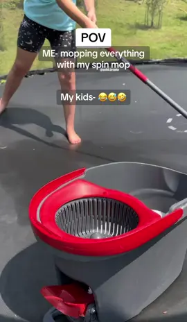 Little throw back repost of this one from a couple years ago 🤣 spin mop to the rescue. Mopping the trampoline #CleanTok #spinmop #cleanwithme #cleaningtiktok #funny 