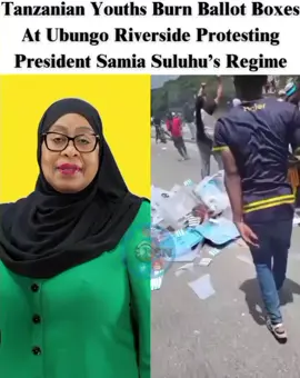 Tanzanian Youths Burn Ballot Boxes At Ubungo Riverside Protesting President Samia Suluhu’s Regime