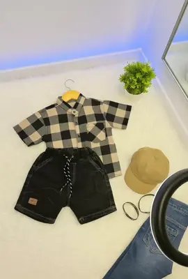 SETELAN OUTFIT ANAK LAKI -LAKI KEMEJA FLANEL PENDEK DAN CELANA DENIM USIA 1 - 5 TAHUN#setelananak #fashionanak #outfit #masukbrandafyp 