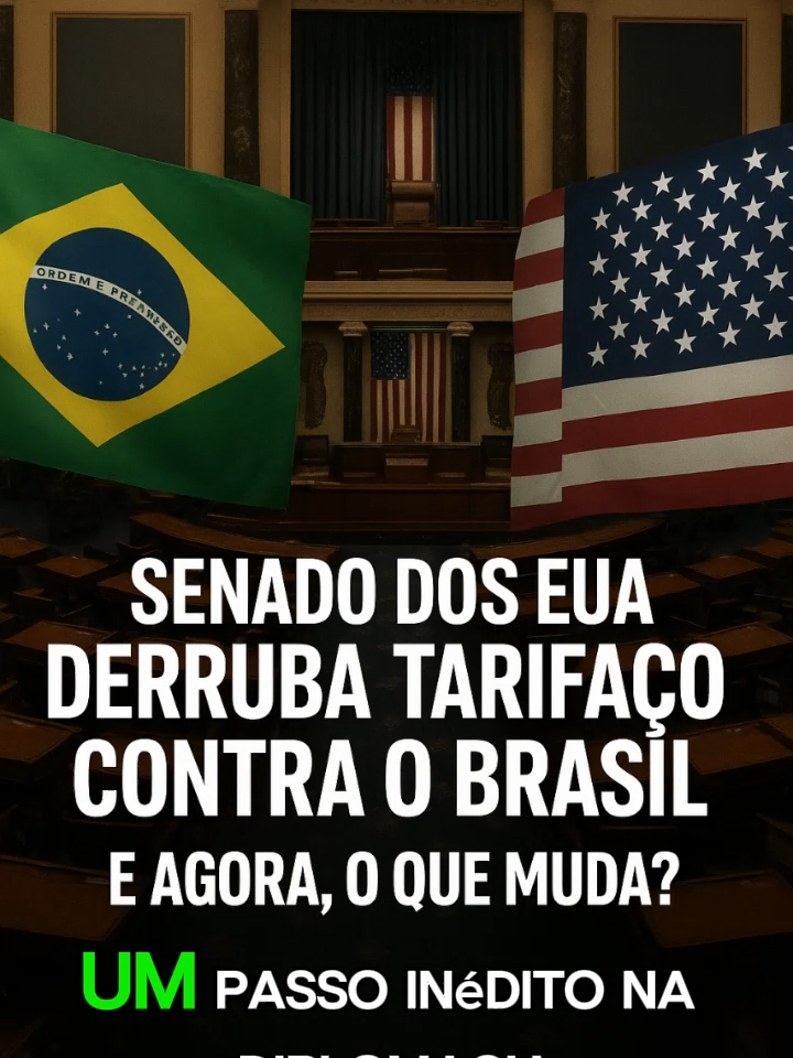 🚨Senado dos EUA derruba tarifaço contra o Brasil — e agora, o que muda? #senado #EUA #tarifaço #Brasil #AnálisePolítica #CriseEconômica #NotíciasDeHoje  O Senado dos Estados Unidos aprovou uma medida que age contra o tarifaço imposto por Donald Trump ao Brasil — uma vitória simbólica para o país, mas que ainda depende da Câmara para virar realidade.  Neste vídeo, do canal Pulso Político, você vai entender: por que o Senado tomou essa decisão o que está em jogo para a economia brasileira e para as exportações como o Brasil e os EUA podem redesenhar suas políticas comerciais depois desse momento 🔔 Inscreva-se no canal e ative as notificações para não perder os bastidores do poder!