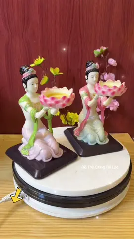 Cặp tượng tiên nữ dâng đèn, cô tiên dâng nến trang trí bàn thờ thần tài #tiennudangden #cotiendangnen #tiennudangnen #dothocung 