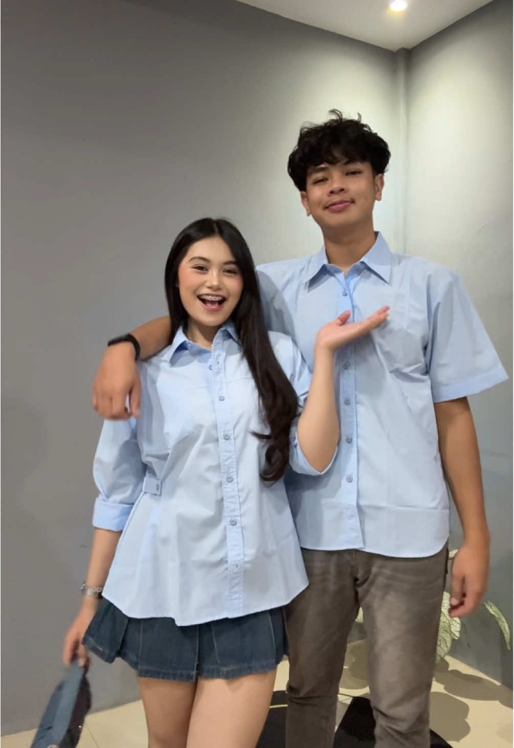 couple fit checkk 😆🩵 #fitcheck #coupleoutfit 