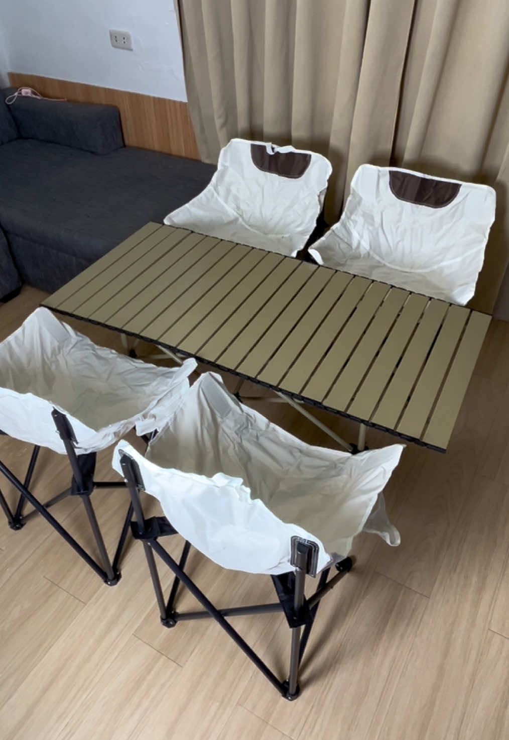 Foldable Outdoor Table 2-6 People Set & Ergonomic Moon Chairs for Camping/ Balcony Backyard/Picnic 🪑🏕️ #campingtable #campingchair #foldablechair #foldabletable #trending 