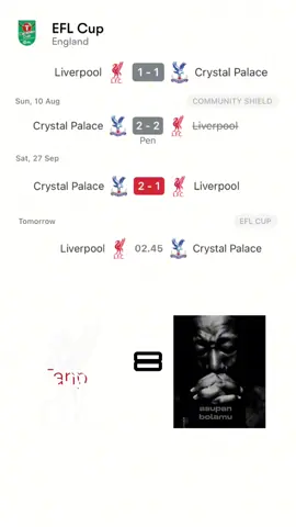 Buset adu burung, burung siapa yang lebih gede, eh yang lebih kuat maksudnya Liverpool bertekad bangkit saat menjamu Crystal Palace di Anfield, Rabu (29/10). Setelah kekalahan beruntun di liga—termasuk tumbang 2-1 dari Palace bulan lalu—The Reds datang dengan motivasi tinggi untuk menebus kekecewaan. Kapten Virgil van Dijk menegaskan, “Reaksi harus dimulai sekarang.” Namun, Liverpool harus tampil tanpa beberapa pemain kunci seperti Alisson Becker. Di sisi lain, Palace datang dengan kepercayaan diri penuh dan siap kembali membuat kejutan lewat permainan umpan panjang yang sempat jadi kelemahan Liverpool. #Liverpool #CrystalPalace #CarabaoCup #YNWA #PremierLeague  