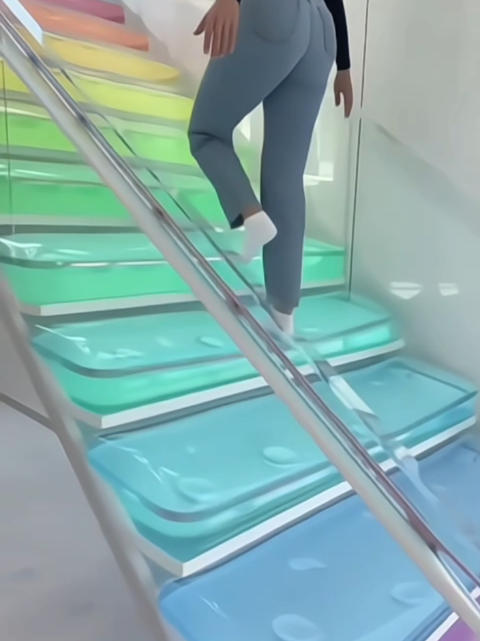 Walking on a rainbow!  Can you believe my stairs are made of JELLY?  #JellyStairs  #InteriorDesign   #HomeDecor  #fyp