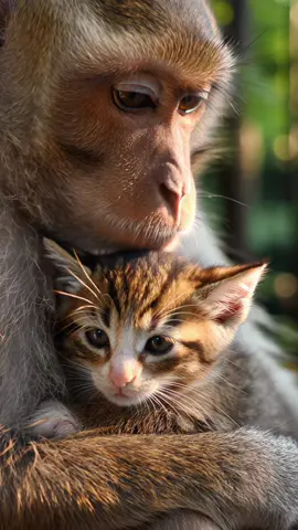 Love knows no species, only hearts 💞 A moment that melts every soul that sees it #cat #kitty #catlover #loveyou #animal 