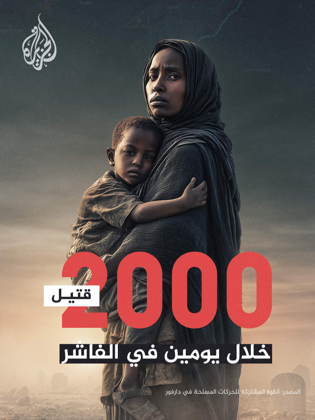 اتهمت القوة المشتركة للحركات المسلحة في دارفور، قوات الدعم السريع بقتل ألفي مدني في مدينة الفاشر خلال يومي 26 و27 أكتوبر/ تشرين الأول الجاري. #إنفوغراف