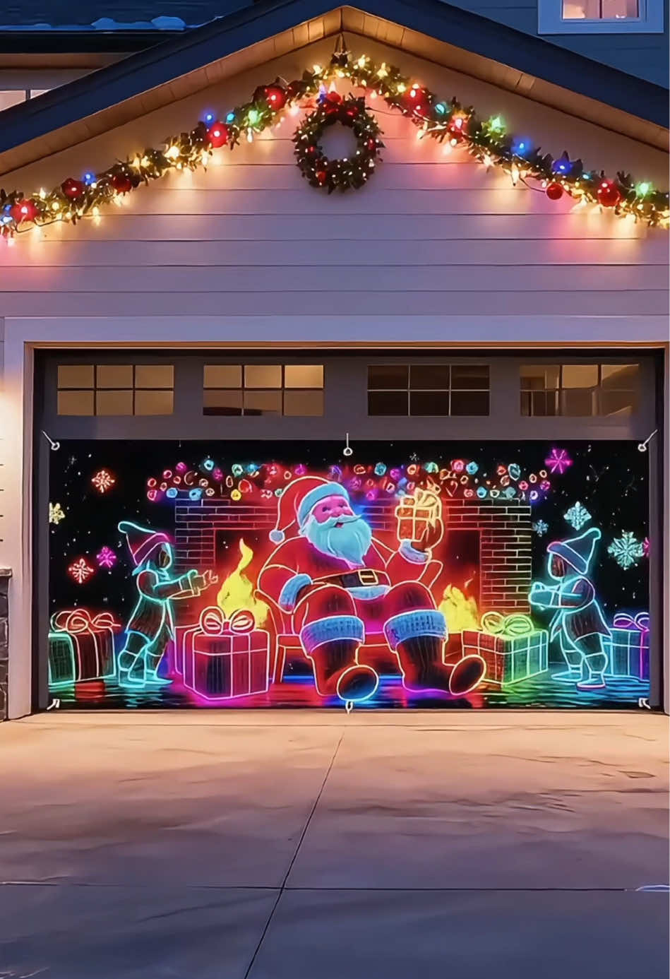 This type of Christmas garage banner is right my alley ✨#christmasdecor #christmas #decoration #homedecor #trending 