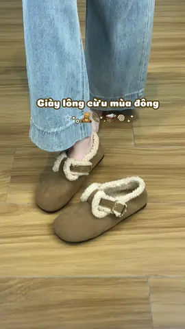 Giày lông cừu mùa đông ấm áp nha #gaubata #giaynu #giaylongcuu 