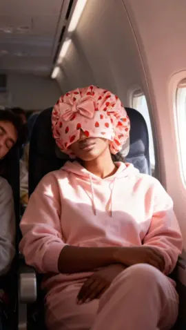 Flight mode:ON!Comfy sleep cap &eye mask combo ✈️#sesecode #satinbonnet #haircare #sleeptok #fyp 