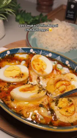 30 Days, 30 easy meals. Part 8 : The Famous Nepali chukauni eggs. Very comforting, easy and delicious comforting lunch. Do try this and let me know if you like it. 2-3 boiled eggs. Thick Yoghurt 1 cup 1/2 tsp salt, 1/2 tsp sugar, 1 tsp garlic paste. Chopped cucumber, thin sliced onions, chopped green chillies and coriander. Tarka 3-4 tbsp oil, 1/2 tsp kasuri methi, pinch of turmeric powder, pinch of lal mirch powder. #Foodblogger #foodasmr #viraldish #nepalichukauni #EasyRecipe 