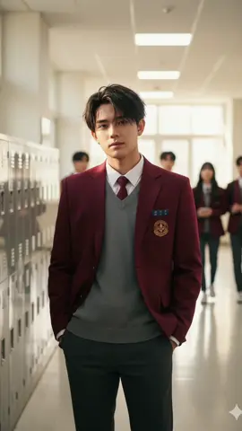 Gemini ai Prompt 🔥👇 A hyperrealistic, 8K portrait of a handsome young male student, embodying a 'True Beauty' K-drama aesthetic. don't change the hair  He wears a complete maroon school uniform blazer, gray vest, and maroon tie. With a Korean hairstyle, he stands confidently and center-frame in a sunlit, modern school hallway with metallic lockers.The background features other students, lightly blurred with a shallow depth of field (bokeh). The image boasts cinematic, dramatic lighting and a professional, high-quality finish. #CapCut #gemini #ai #fyp #tiktokviral 