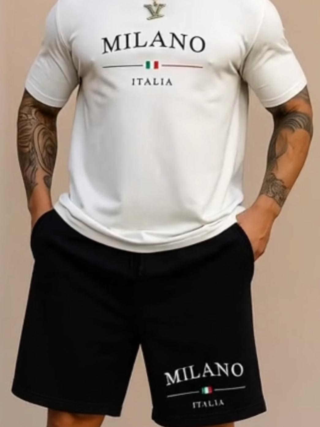 Conjunto Camiseta e Bermuda Milano Camisa Masculina Premium e Short Moletinho  #creatorsearchinsights #shopee #modamasculina #foryou #homem 
