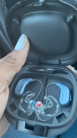 Got new molds for my hearing aids!! 🥰  Ignore my chipped nail polish lol.  #hearingloss #hearingaids #fyp #oticon 