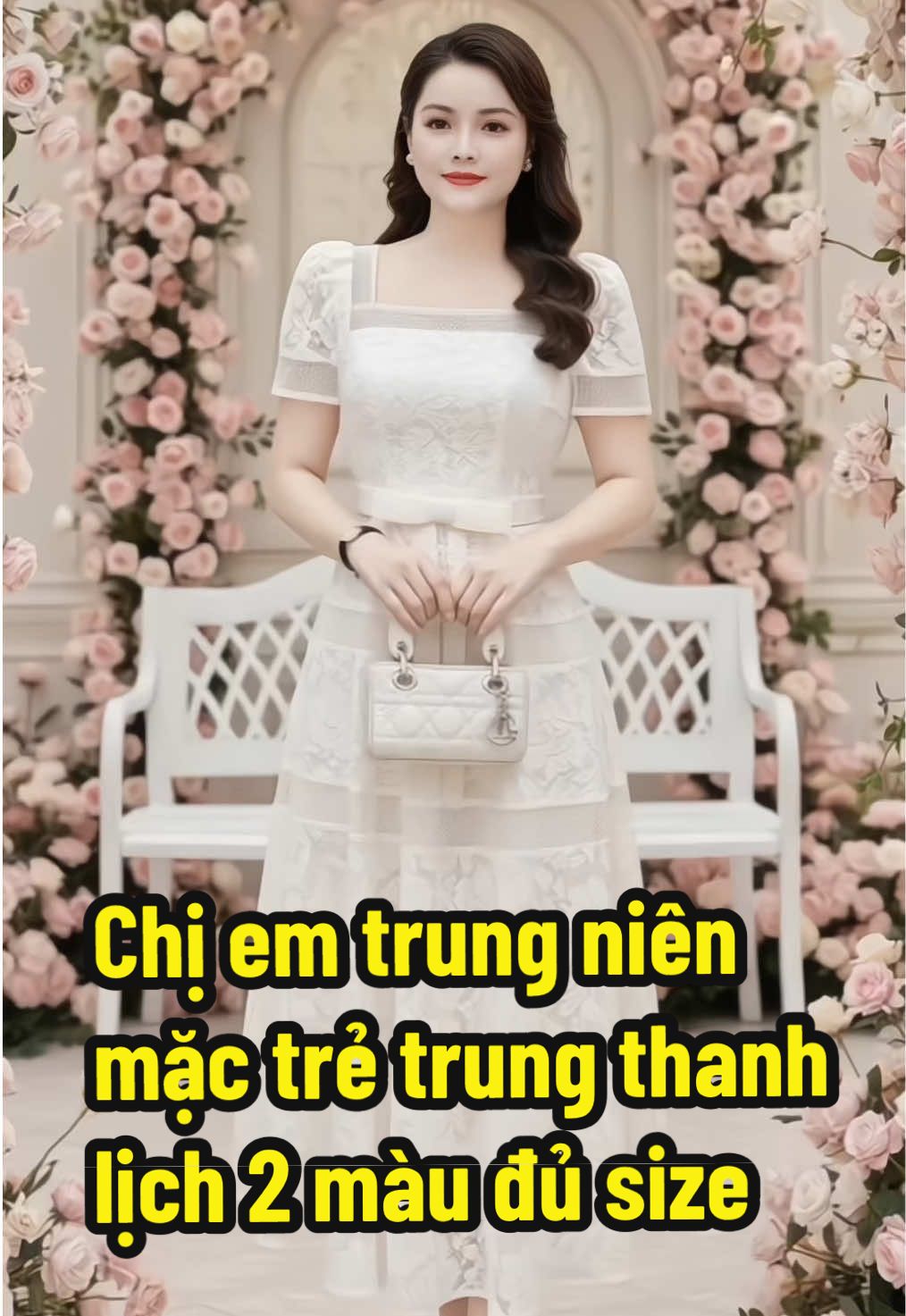 Đầm trung niên ren thanh lịch dễ mặc, 2 màu trắng – đen, đủ sai 38–78 cân. #damtrungnien #vaytrungnien #damthietke #damtrungnienthietke #vaythietke