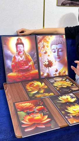 Set 6 tranh dán tường Phật và hoa sen #tranhdantuong #kimthach #tranhphatgiao 