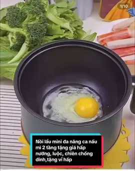 Nồi lẩu mini đa năng ca nấu mì 2 tầng tặng giá hấp nướng, luộc, chiên chống dính - Ca mỳ điện cầm tay 1L8#nồi #nồilẩu 