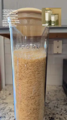 UFORU Rice Dispenser 22lb, Slim Rice Storage Container for Small Spaces, BPA-Free Clear Dry Food Dispenser Sealed Moisture-Proof, Grains & Cereals Storage Bucket for Kitchen Pantry Home Use, Utensils Airtight, Cream Color#TikTokShopBlackFriday #UFORU #ricedispenser #useful #uma0205 