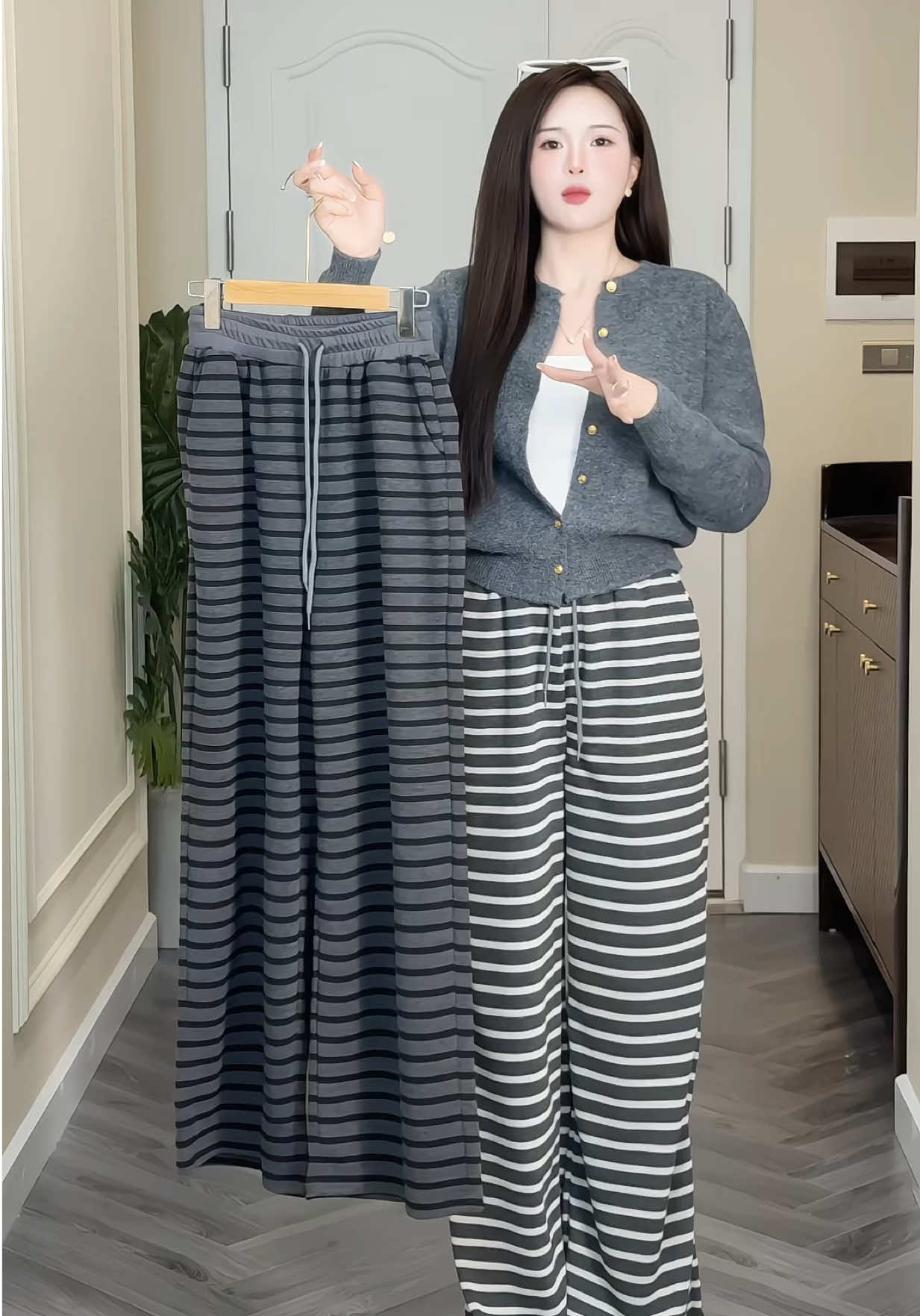 QUẦN ỐNG SUÔNG KẺ NGANG #champhanriview 