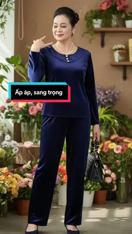 Bộ nhung trung niên thu đông, sang trọng và quý phái #hoale4mua #dobotrungnien #botrungnien #quatangme #bodotrungnien 