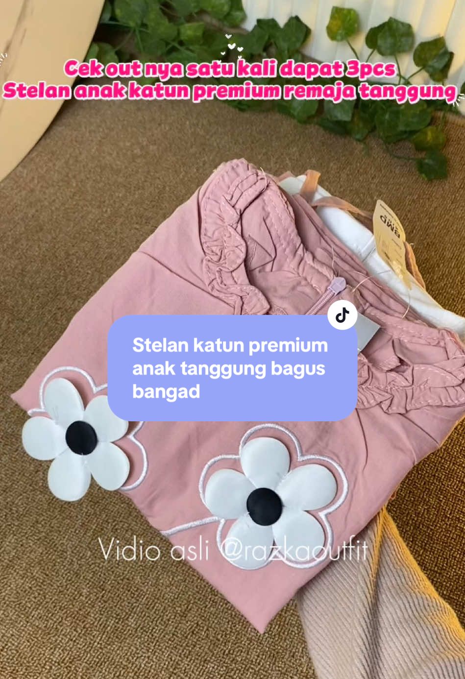 Sekali cek out dpt 3pcs stelan katun ank tanggung premium#stelananak #stelananakperempuan #outfitanak 