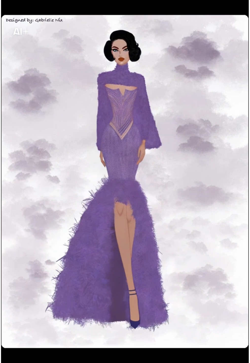 Design By Gabrielle Nix💜 this was fun to draw ✍🏼 @Vogue #fashiondesigner #fyp #fashiontiktok #fashiontok #digitalart  Program: @Procreate 💻 @Cardi B ✨ 