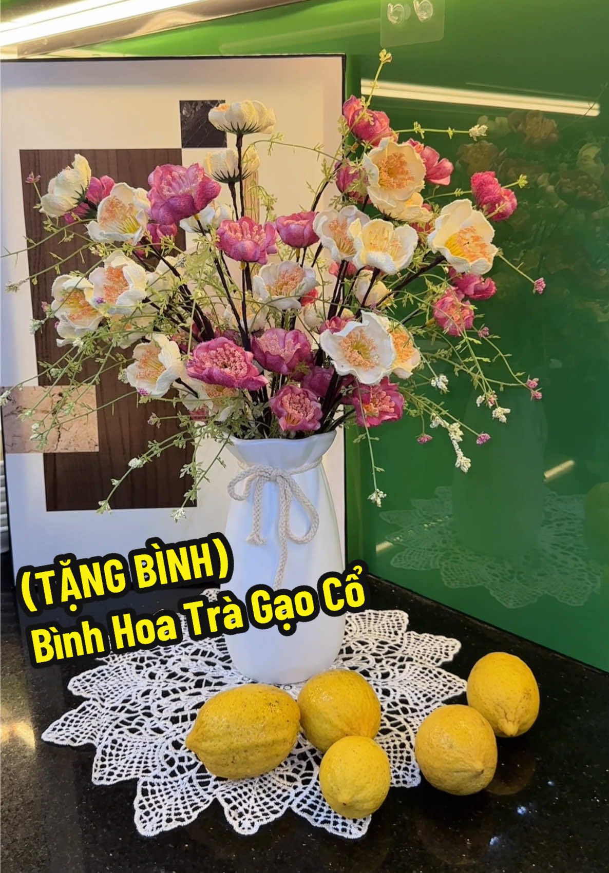 (TẶNG BÌNH) Bình Hoa Trà Gạo Cổ 10 cành, trang trí nhà cửa, để bàn #phuongxuongtranhdep #hoatragaoco #binhhoatragaoco 