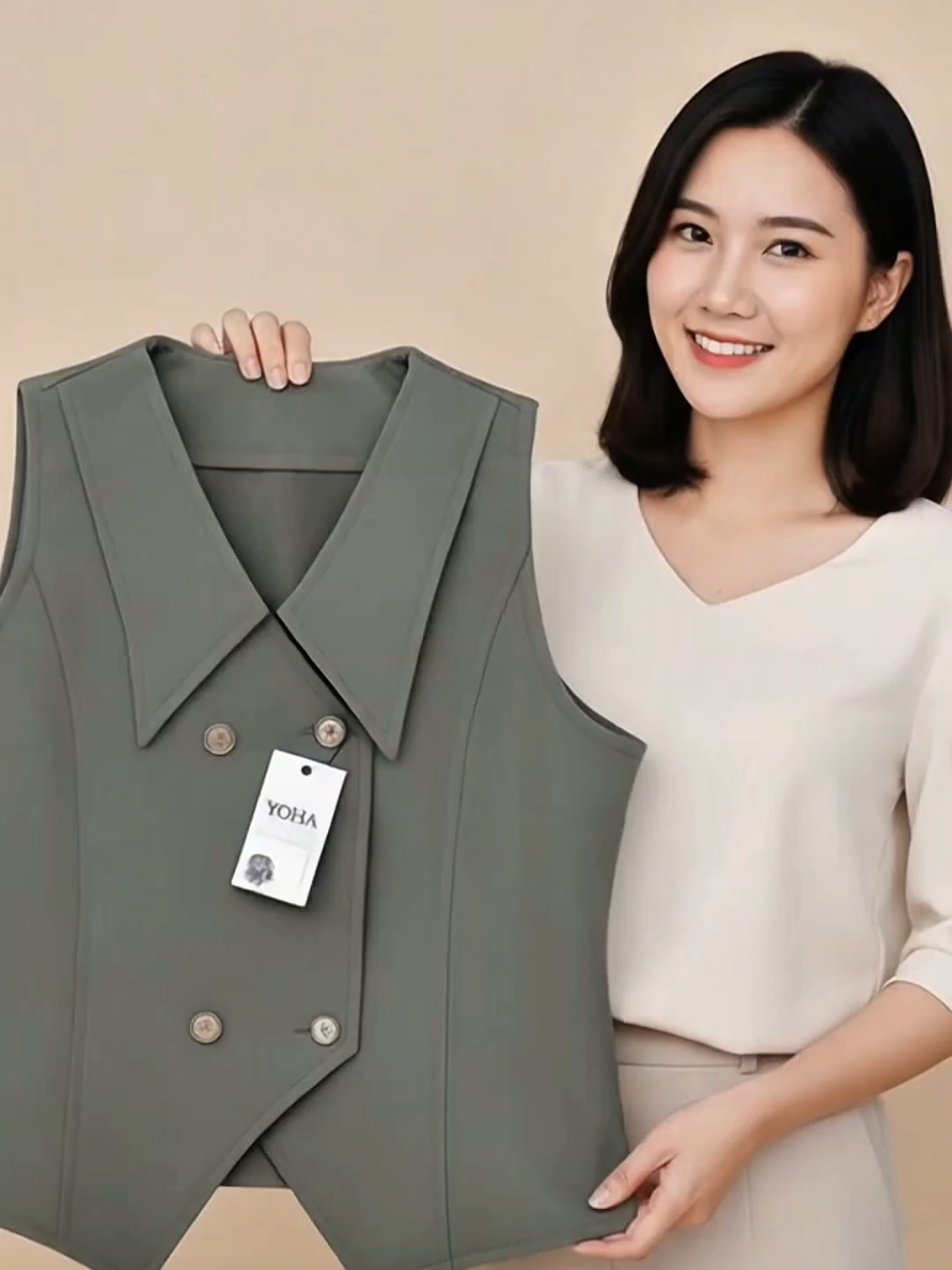 D&W Store EVI VEST BASIC WANITA Vest Semiwol Atasan Crop Casual Outer Oversize Rompi Wanita Hitam Katun Top Panjang 54cm Bahan Semiwol #promomakangajian 