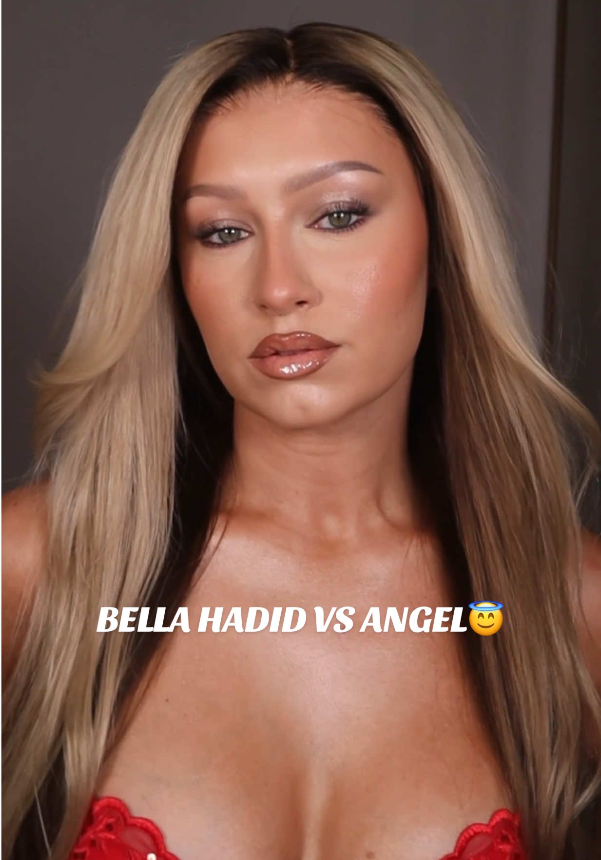 Replying to @🌶oy a blonde Bella moment 💅🏽 forever obsessed with this one ✨  @DMUSE Wigs straight dark brown brow transfers, Teagan wig, melting spray, rat tail comb  @NARS Cosmetics soft matte concealer in custard and vanilla, liquid liner  @Shades of London palette 3  @Haus Labs foundation  @Charlotte Tilbury cream bronzer, kkw lipstick   @Jordana Ticia Cosmetics cream blush in sugar coated and honey bee  @Huda Beauty concealer  @makeupbymario setting powder  @VIEVE bronzer  @nyxcosmetics_uk micro brow pencil in brunette and blonde  @makeupforever everywhere caffeine  @Fenty Beauty gloss bomb in sweet mouth  @ghd ronos straighteners  @Kérastase  @Schwarzkopf Professional spray  @got2b blasting freeze spray  #makeup #bellahadid #victoriasecretshows #alopecia #makeuptransformation 