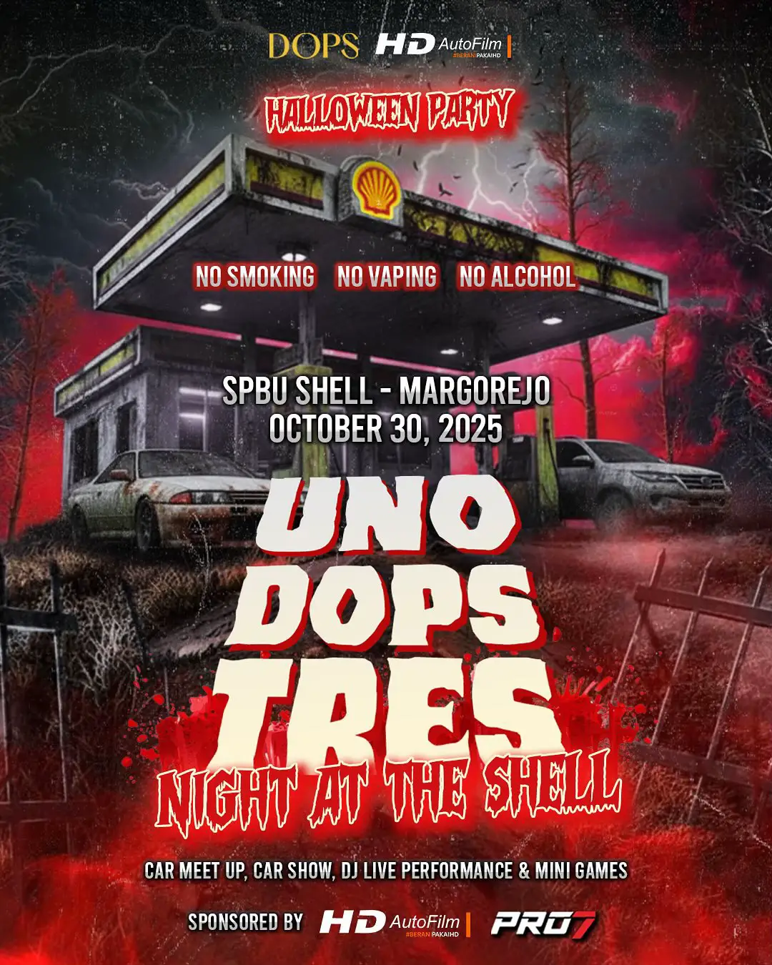 Night At The Shell  Halloween Party  📅 30 Oktober 2025 📍Shell Margorejo #shell #dopsparfume #dopsgank #pro7autolightning #fyp 