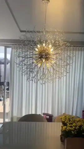 Lustre Cristal Dente Leão Redondo Luxo Prata Dourado+G9 lâmpadas