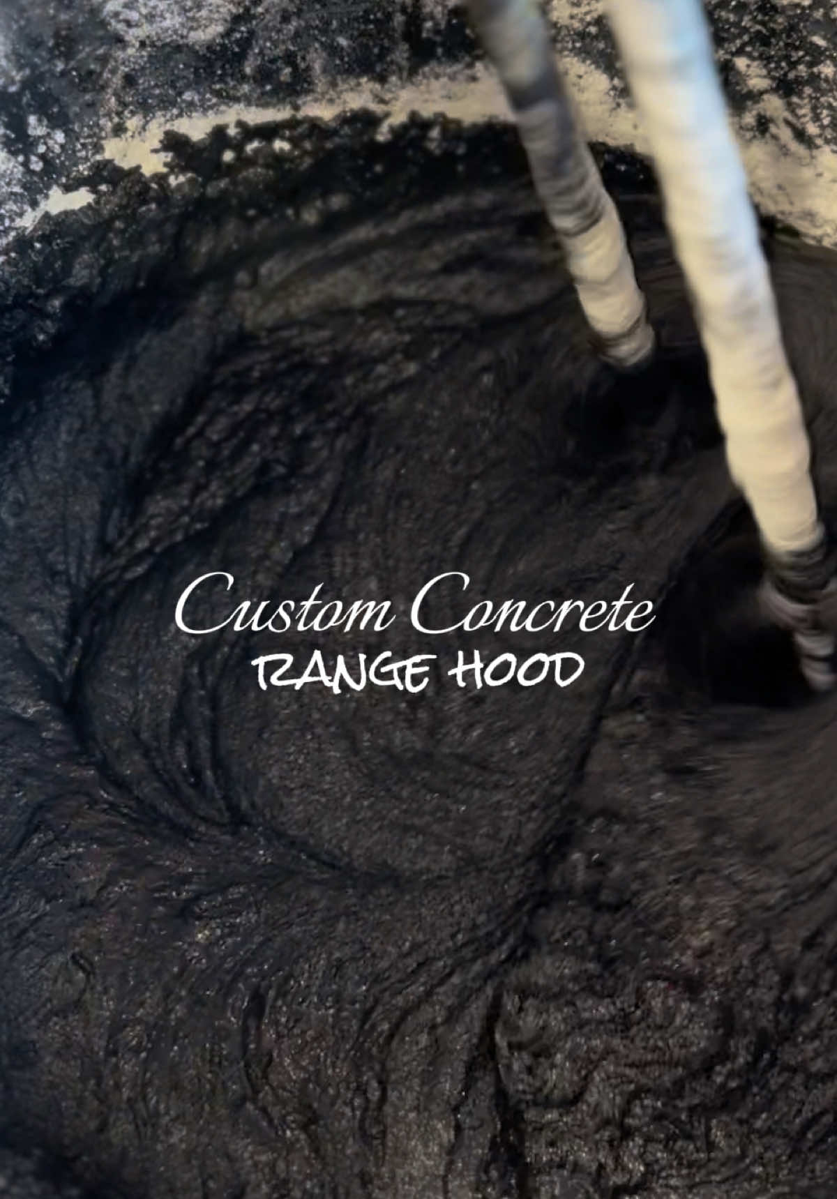 Custom black concrete range hood for kitchen … stay tuned for the results! ⭐️🪨 #customconcrete #concretefiber #concretekitchen #concrete #orlando 