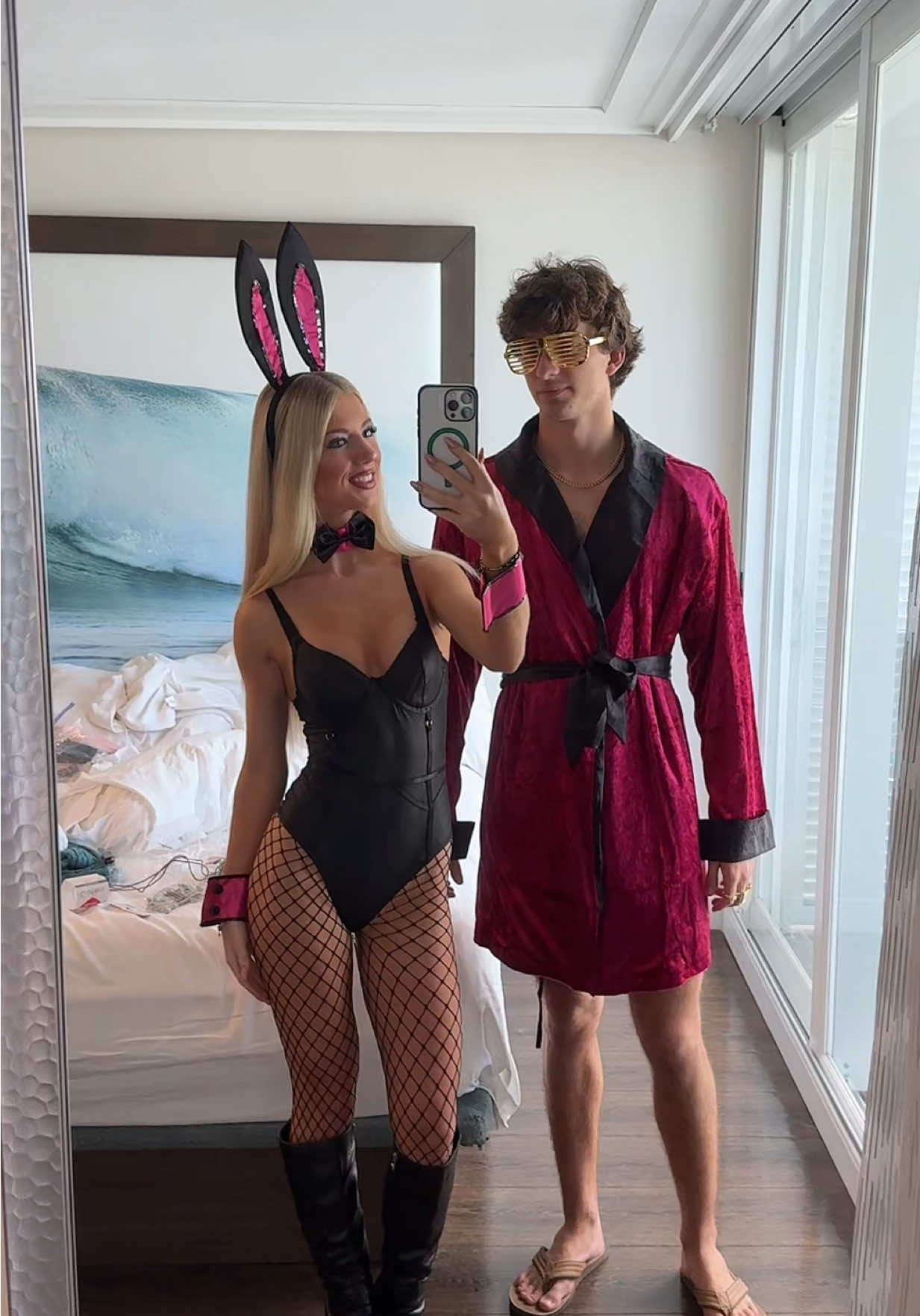 we killed this costume😌💋 #playboybunny #playboy #playboybunnycostume #hughhefner #couplescostume 
