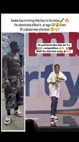 Asake has to bring this boy to his show 🎤🔥— he absolutely killed it at just 13! 😮👏 Even ID Cabasa was blown away 😲🎶 #fyp #goviral #saxophone #asake #wizkid 