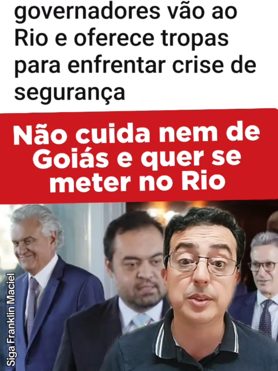 Não cuida nem de Goiás e quer dar aula de segurança no Rio #CaiadoDeOportunismo  #MassacreNoRio  #BravataComSangue  #SegurançaPúblicaEmColapso  #GoiásAbandonado 